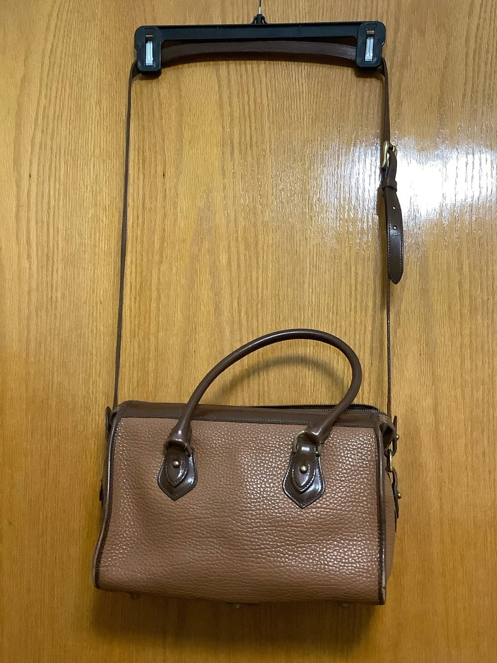 Dooney & Bourke Brown All-Weather Leather Satchel with Gold Hardware